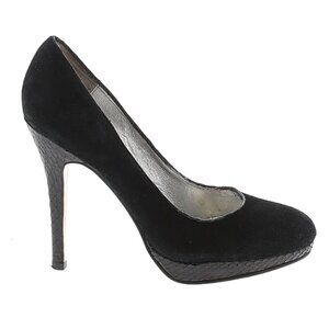 Beverly Feldman suede snake embossed black Heels Retro Glam!!